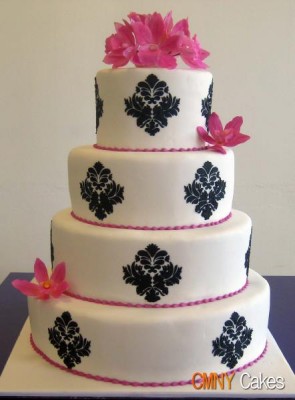 Black Damask and Fuchsia Wedding Cake.jpg